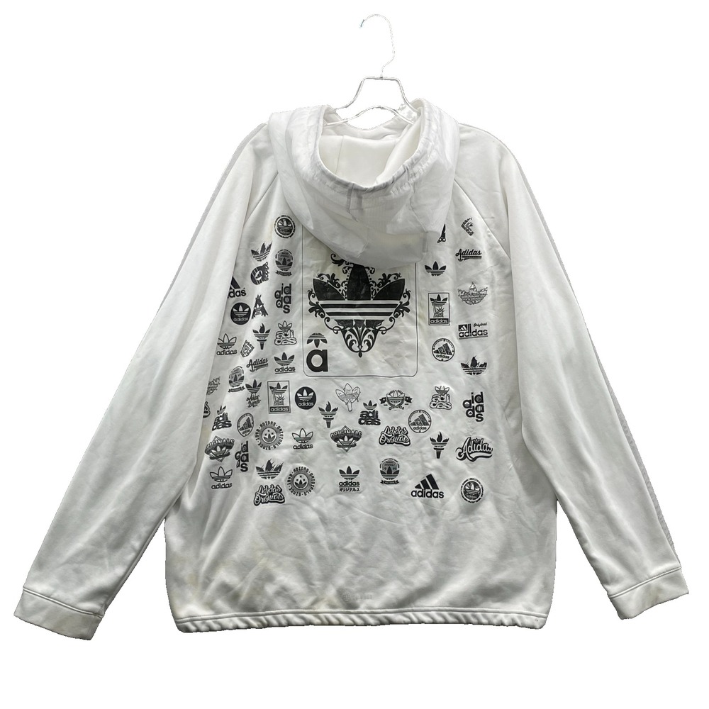 Adidas Hoodie Mens XL White Logo Streetwear Skater Y2k Travel Sportswear Fitness